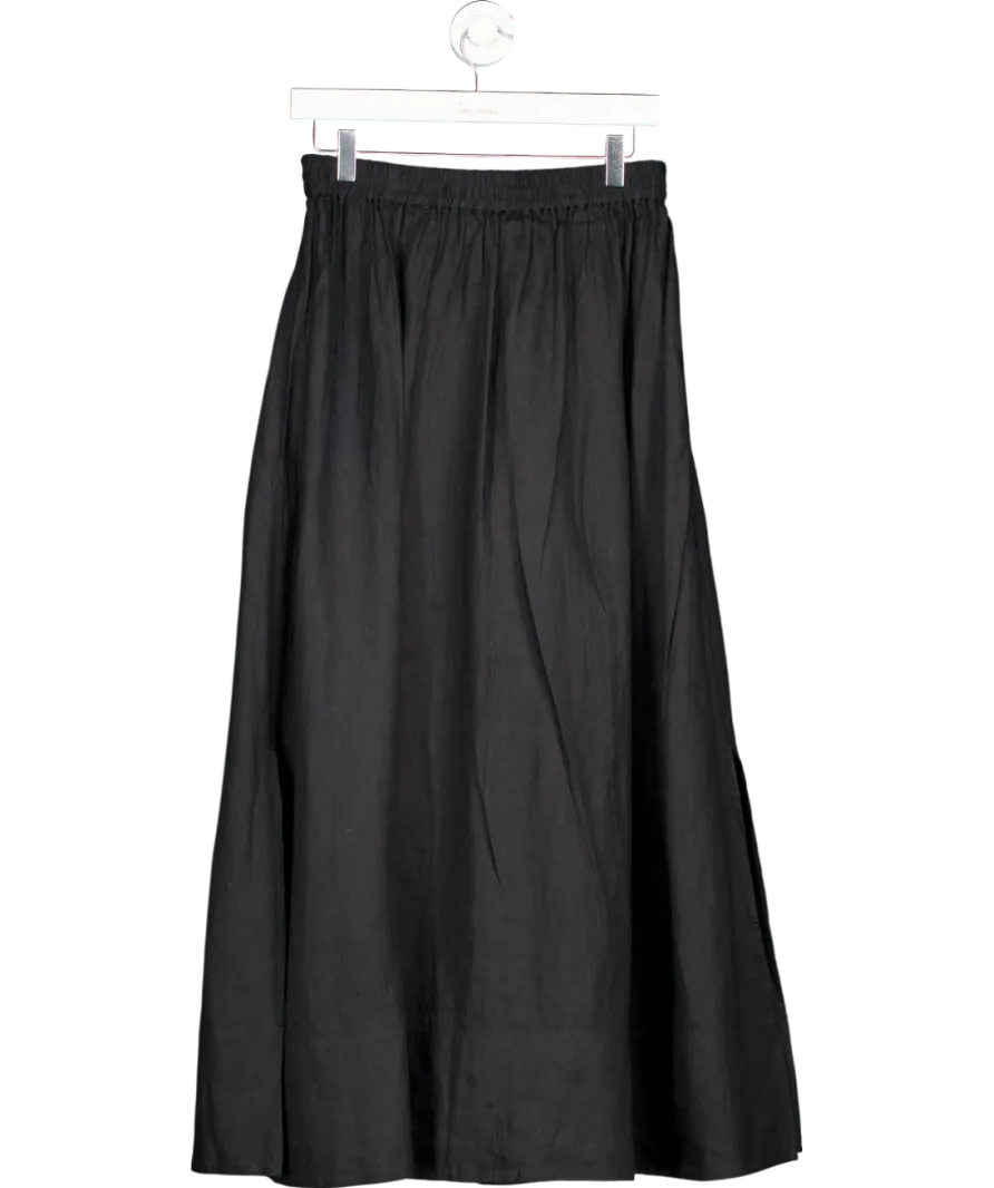 Arket Black Linen Midi Skirt UK 8