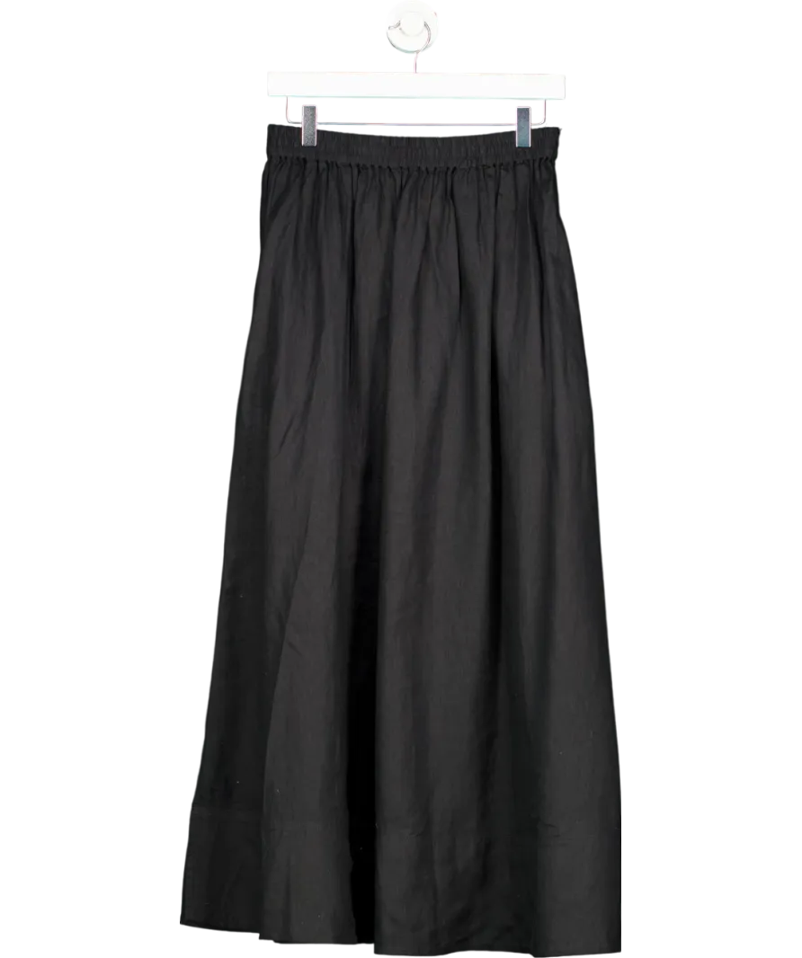 Arket Black Linen Midi Skirt UK 8