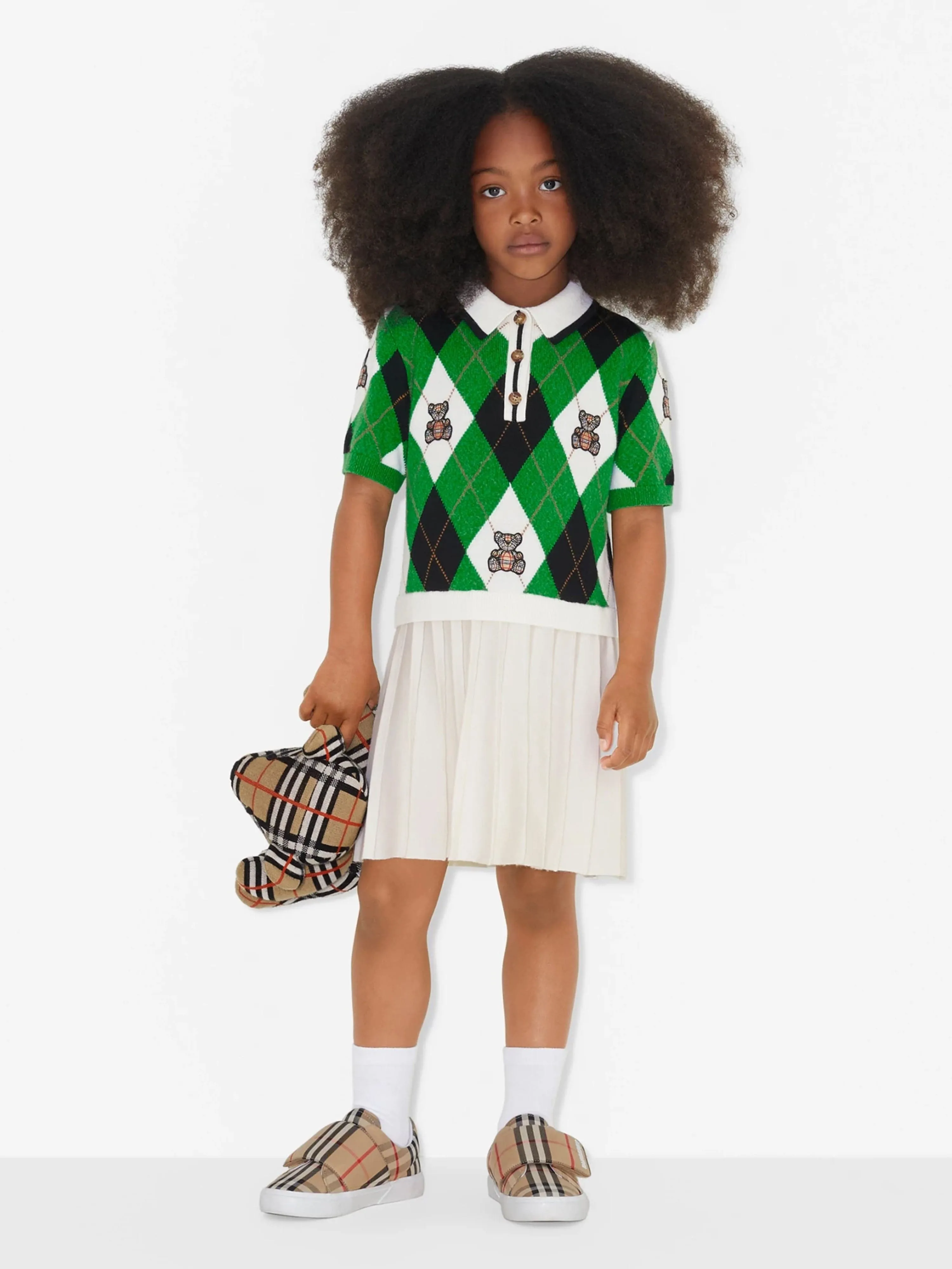 Burberry Girls Bess Argyle Dress in Green