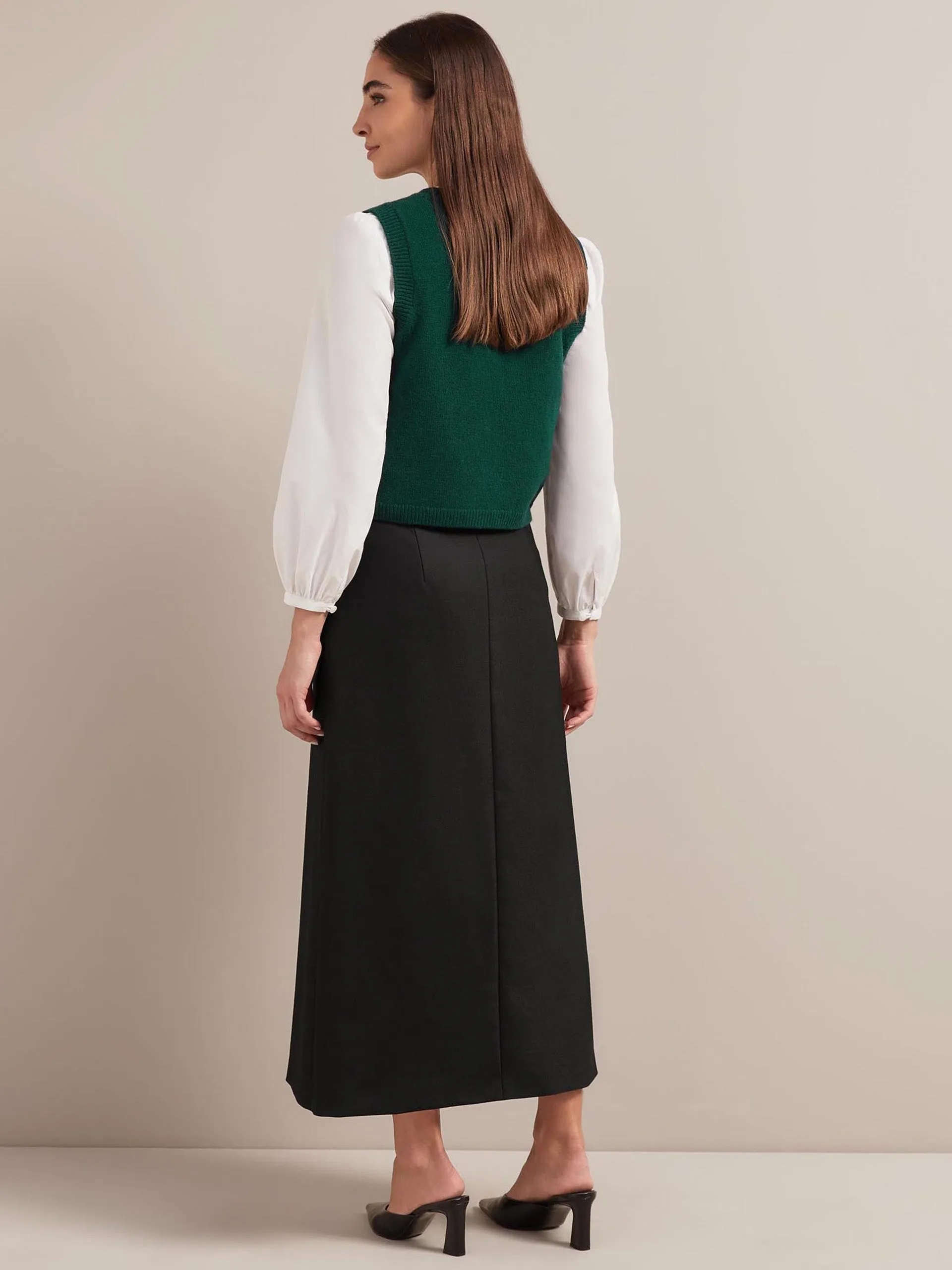 Dark green Wesley cashmere blend v neck waistcoat