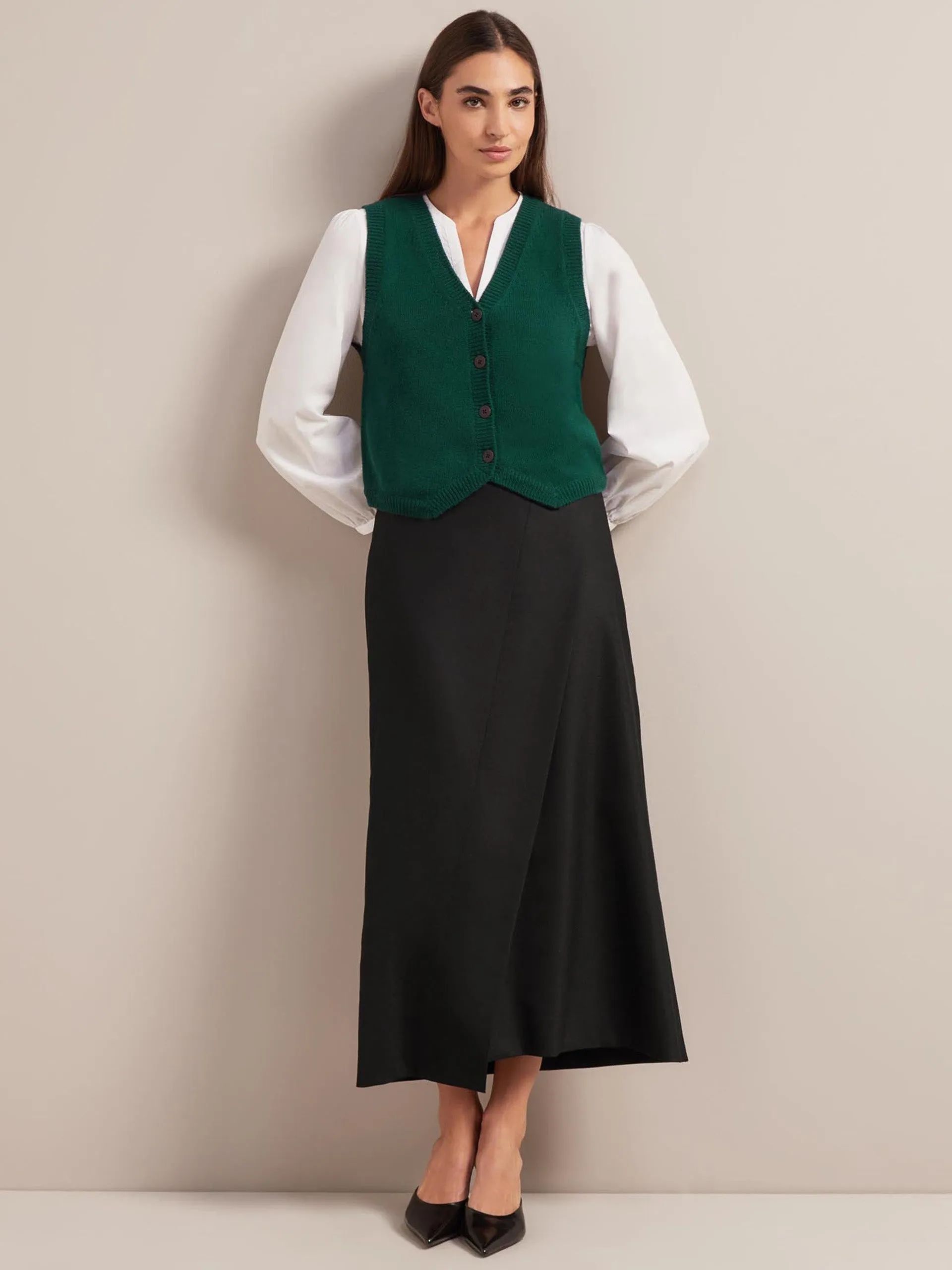 Dark green Wesley cashmere blend v neck waistcoat