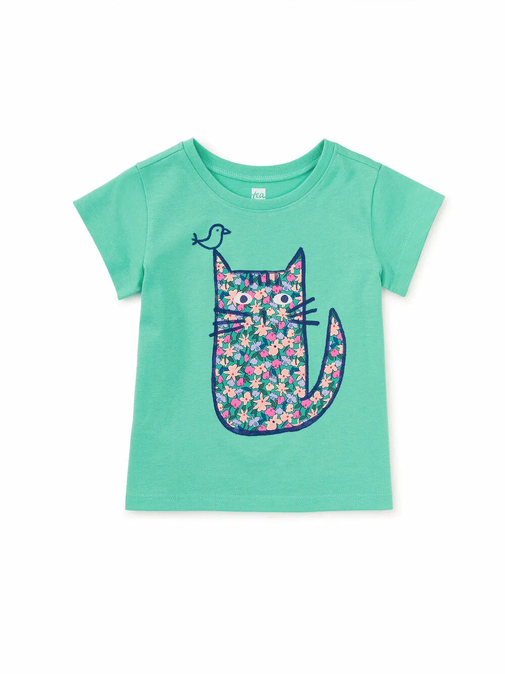 Floral Cat Graphic Tee - Turquesa by Tea Collection