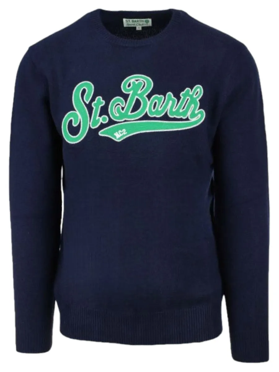 Girocollo con logo cucito
