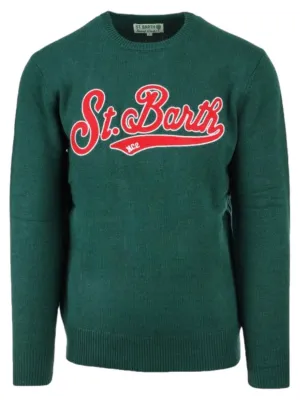 Girocollo con logo cucito