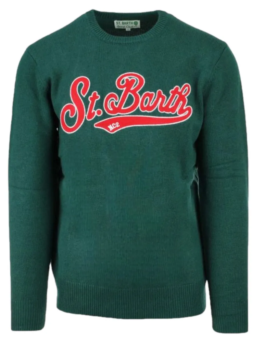 Girocollo con logo cucito