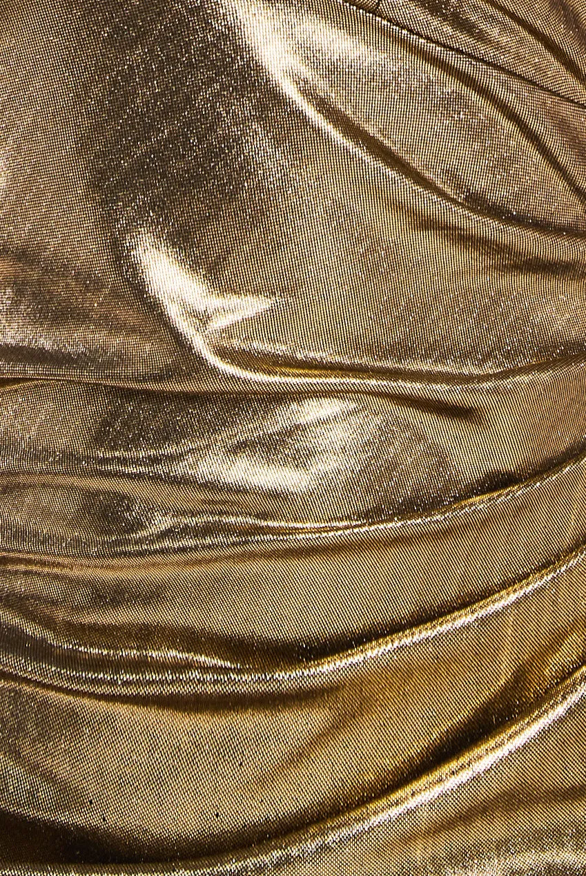 Goddiva Fan Pleated Bardot Scuba Crepe Maxi Dress