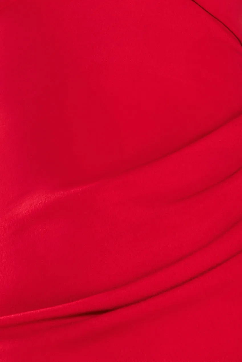 Goddiva Fan Pleated Bardot Scuba Crepe Maxi Dress