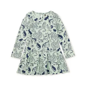 Long Sleeve Pleated Skater Dress - Sketched Lunar New Year Animal by Tea Collection