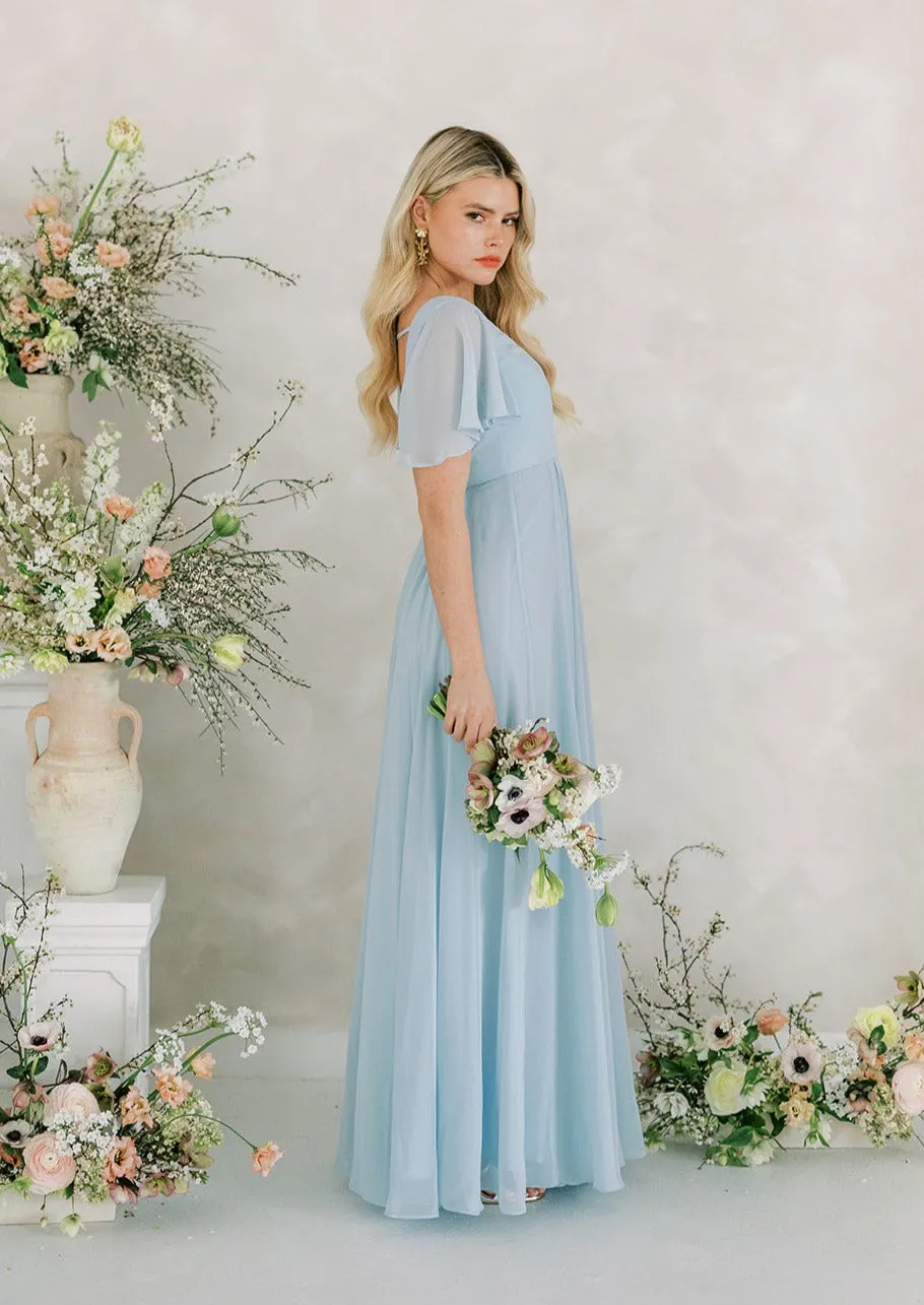 Phoebe Bridesmaid Dress In Powder Blue Chiffon