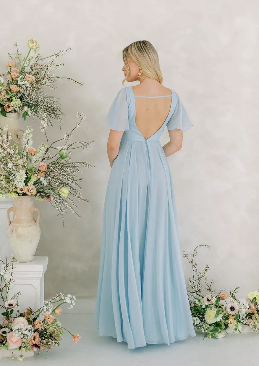 Phoebe Bridesmaid Dress In Powder Blue Chiffon