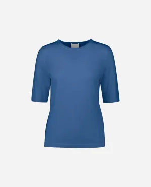 Rundhals Pullover aus Wolle in Blau