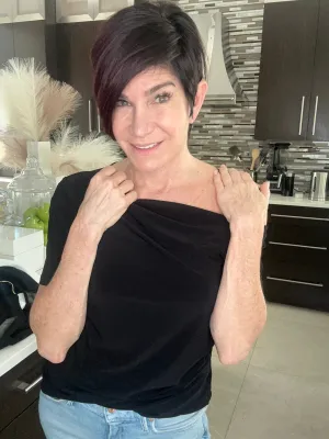 Short Sleeve Asymmetrical Neckline Top