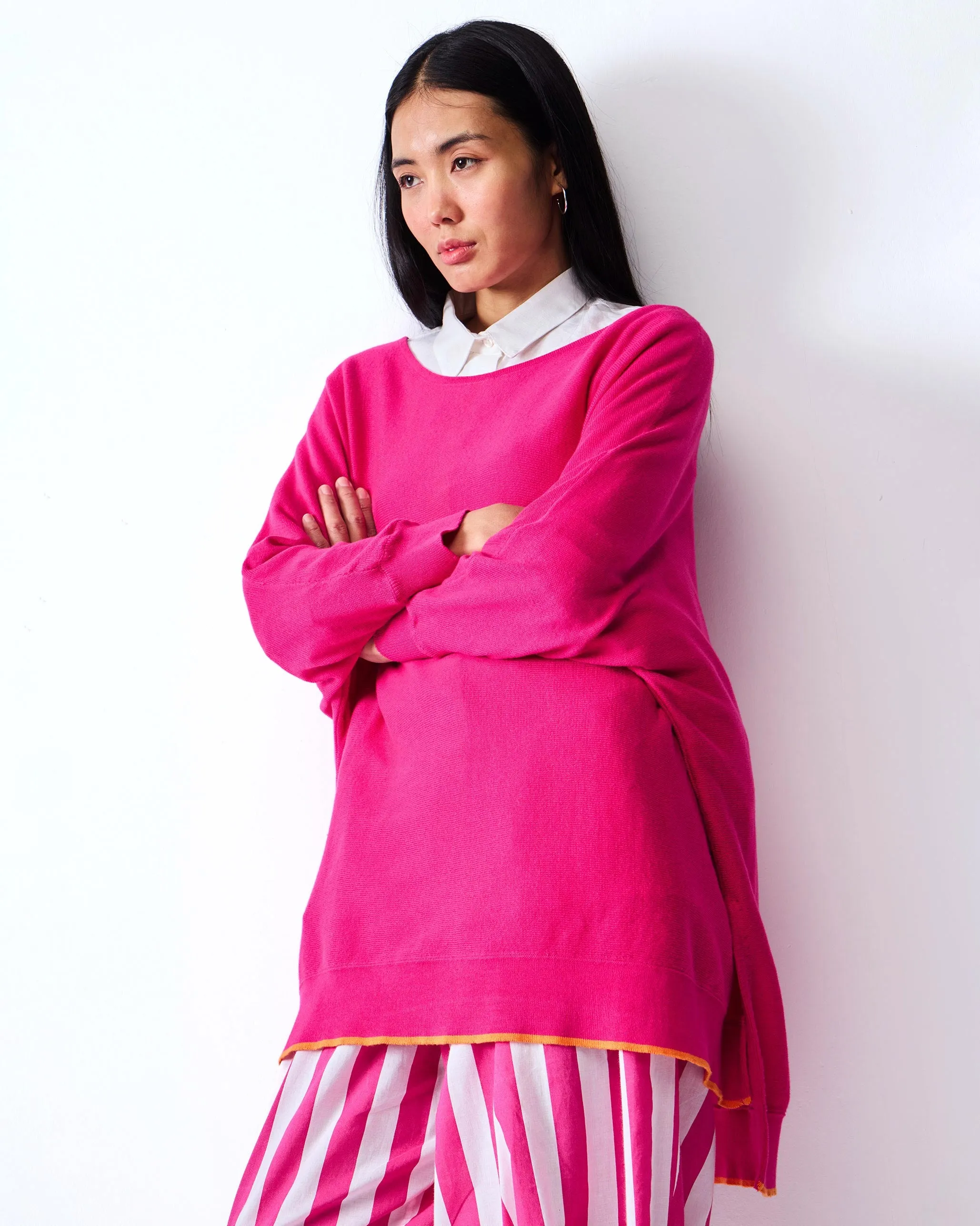 Victoria Boatneck Pullover - Fuchsia