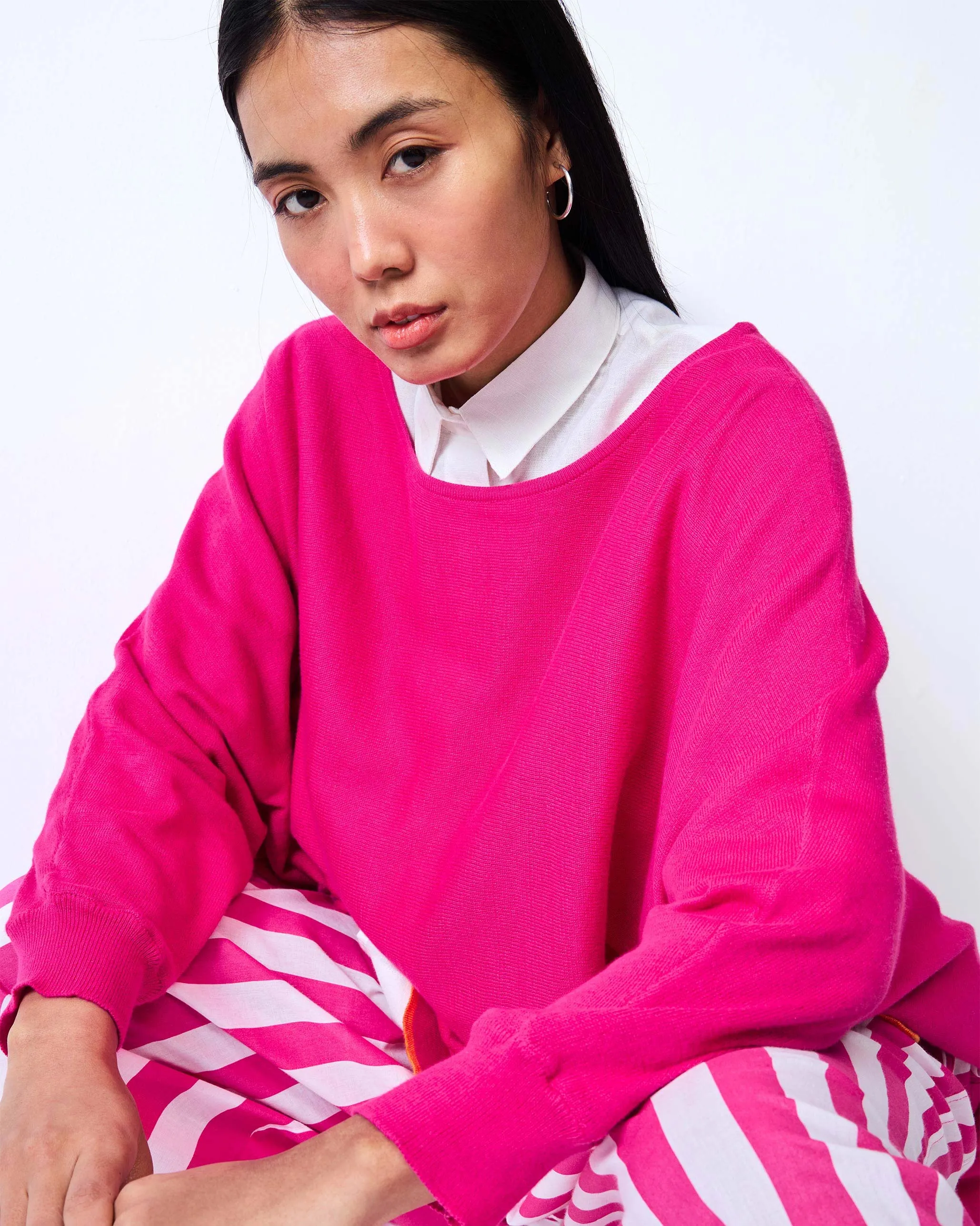 Victoria Boatneck Pullover - Fuchsia