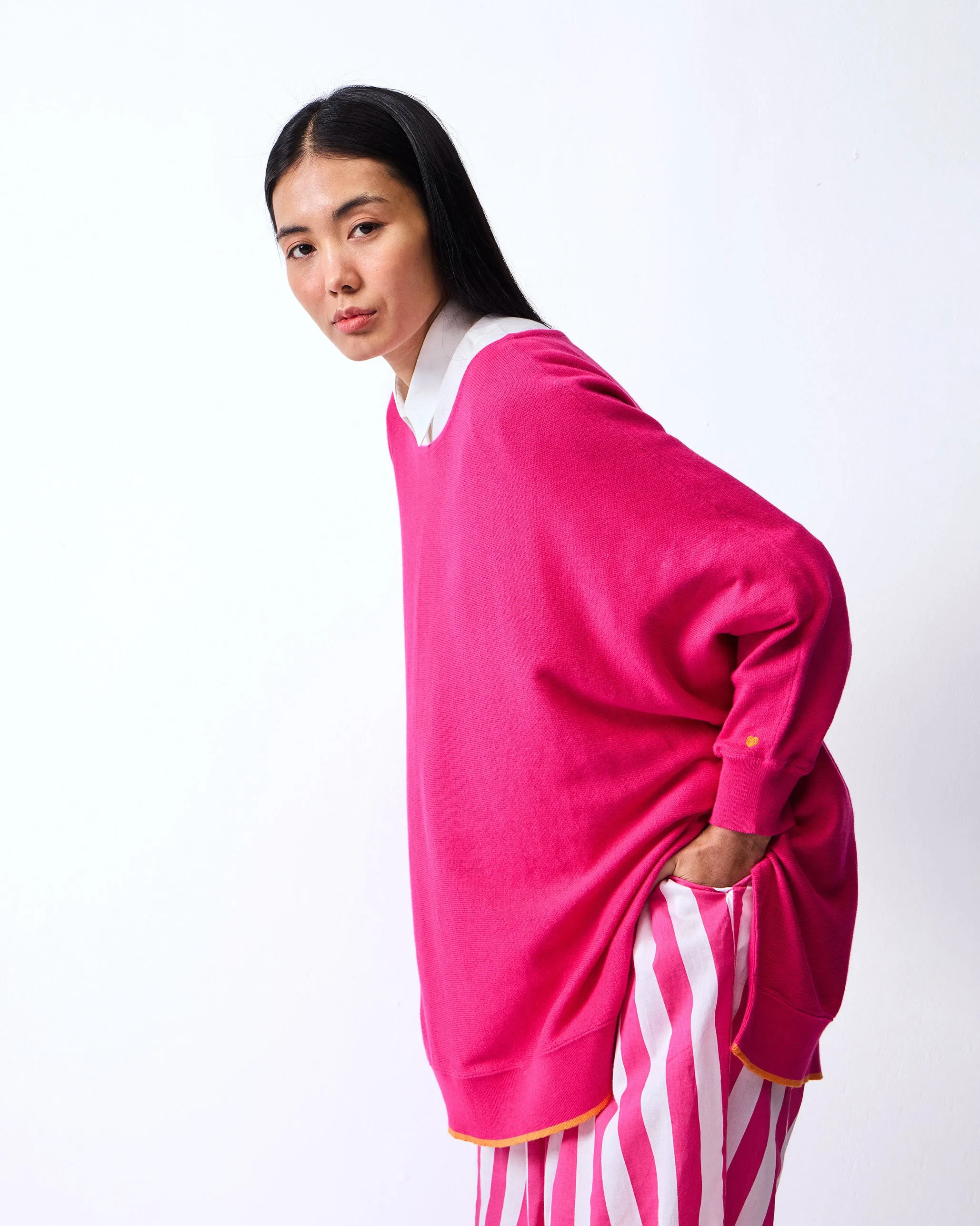Victoria Boatneck Pullover - Fuchsia