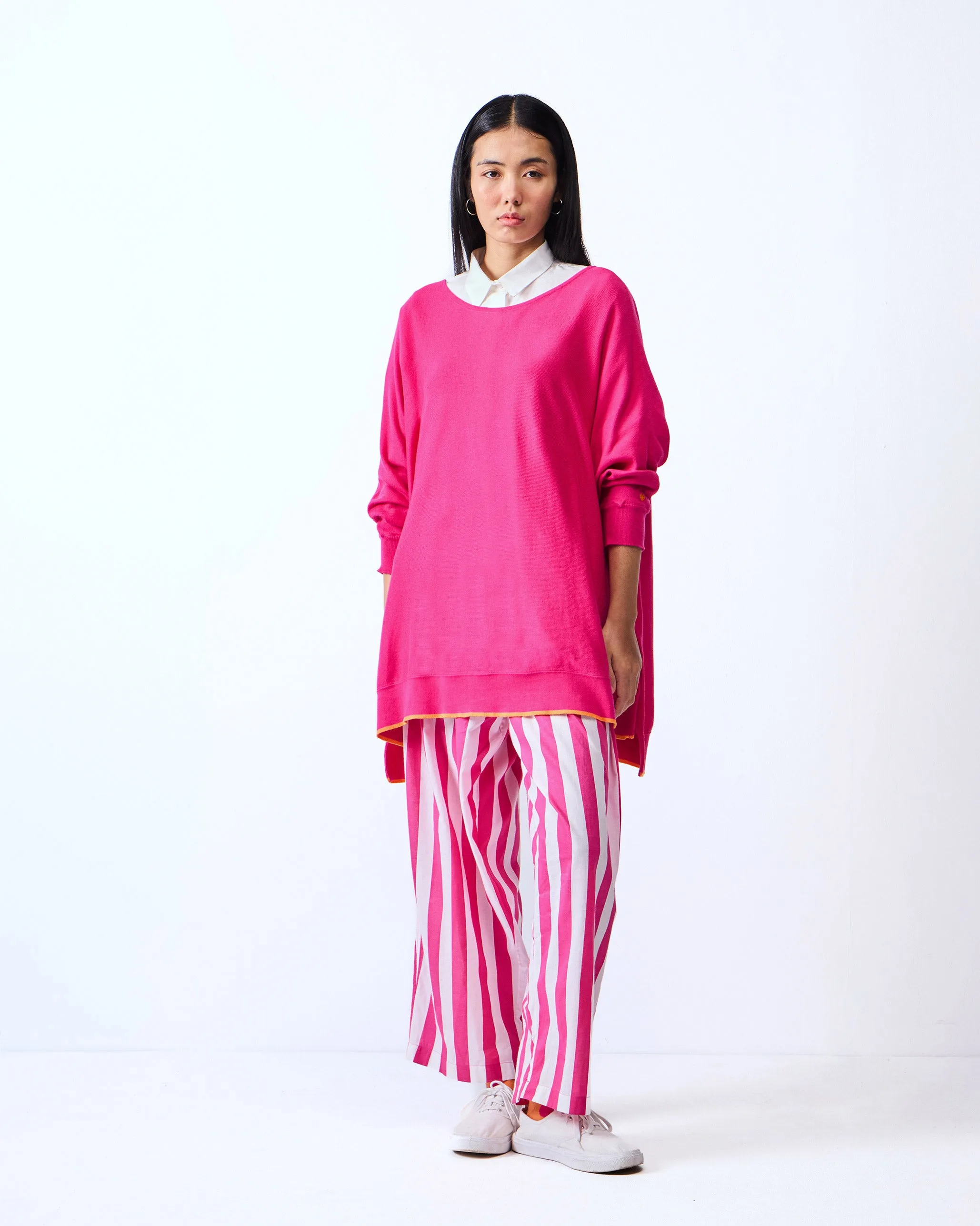 Victoria Boatneck Pullover - Fuchsia