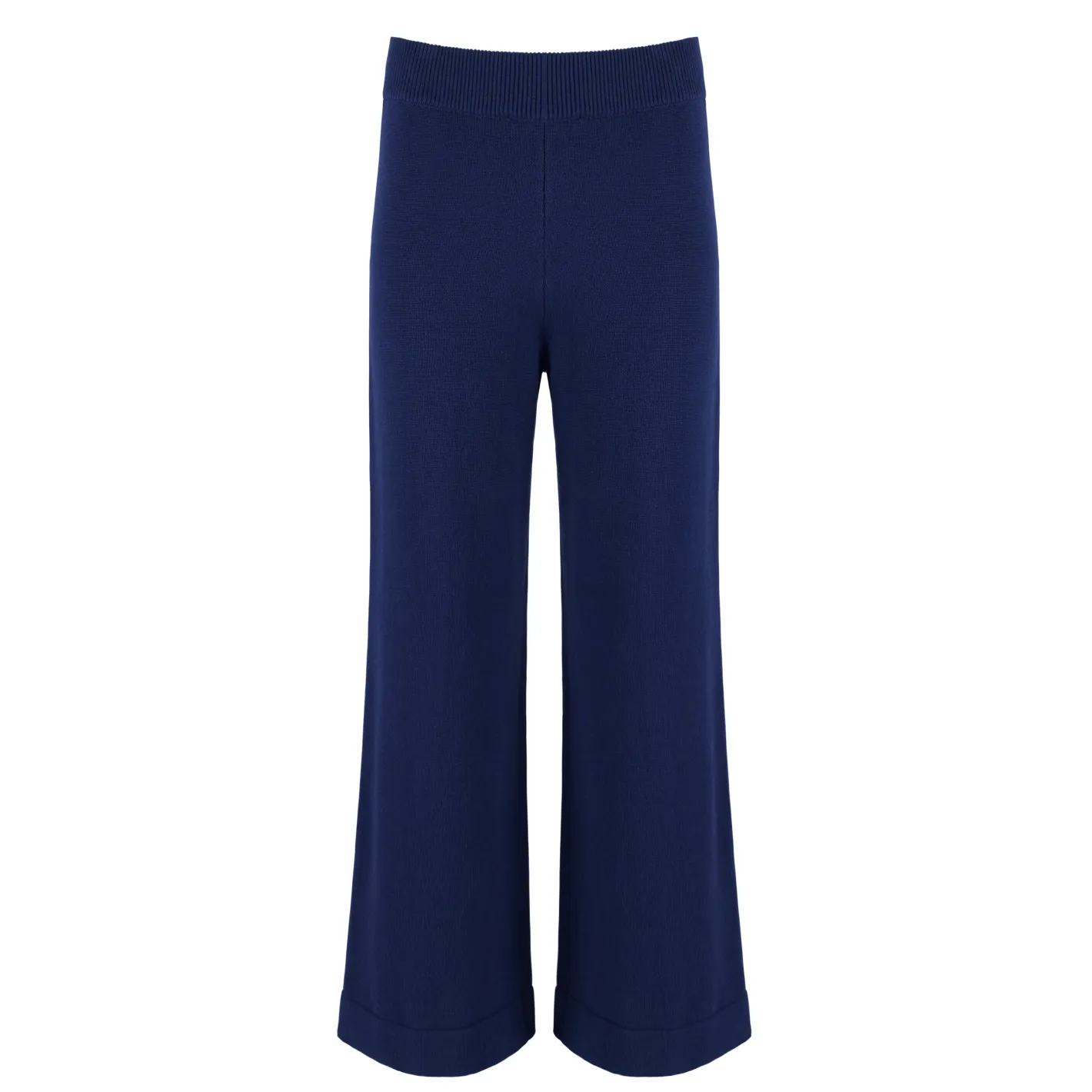 women's navy wide leg knit pant