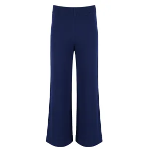 women's navy wide leg knit pant